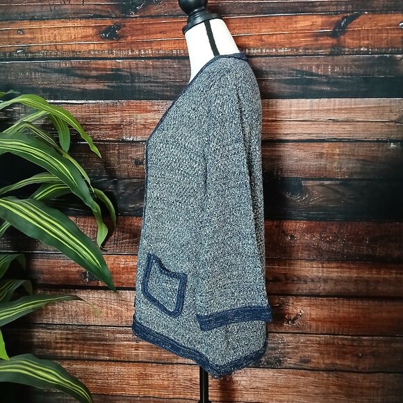 NWT Roz & Ali 2X Cardigan Sweater Knit Jacket Blazer Navy Chain Trim - Picture 6 of 13